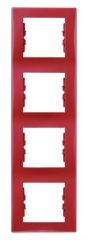 Рамка 4-постовая вертикальная красный Sedna