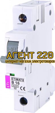 автомат ETIMAT 6 1p B 16А (6 kA), ETI