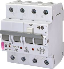диф. автомат KZS-4M 3p+N C 6/0,03 тип AC (6kA)
