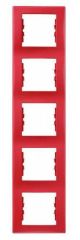 Рамка 5-постовая вертикальная красный Sedna