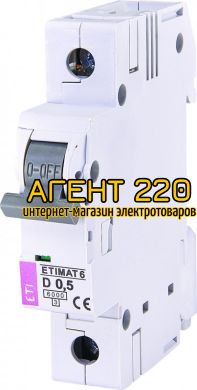 автомат ETIMAT 6 1p D 0,5A (6kA), ETI