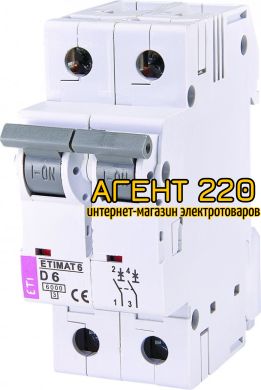 автомат ETIMAT 6 2p D 6A (6kA), ETI
