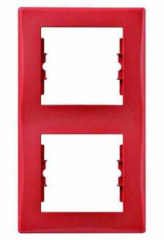 Рамка 2-постовая вертикальная красный Sedna