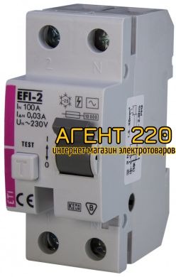 УЗО (диф. реле) EFI-2 100/0,03 тип AC (10kA)