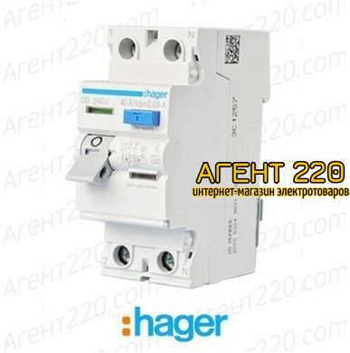 УЗО (диф. реле) 2п. 63A, 30 mA, AC CD264J hager