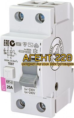 УЗО (диф. реле) EFI-2 25/0,03 тип AC (10kA)