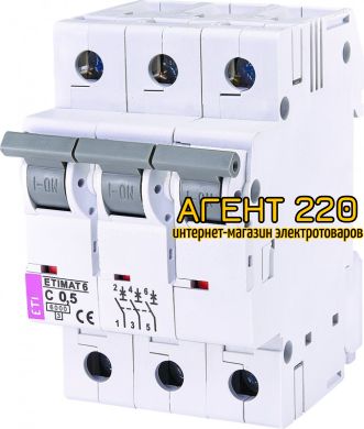автомат ETIMAT 6 3p C 0,5A (6kA), ETI