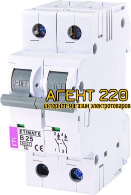автомат ETIMAT 6 2p В 25А (6 kA), ETI