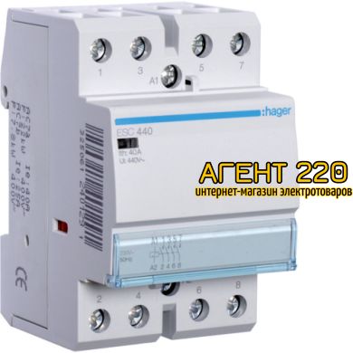 Контактор модульный ESC440, 40A, 4НО, 230В, Hager