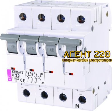 автомат ETIMAT 6 3p+N C 32А (6 kA), ETI