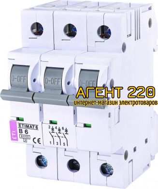автомат ETIMAT 6 3p B 6А (6 kA), ETI