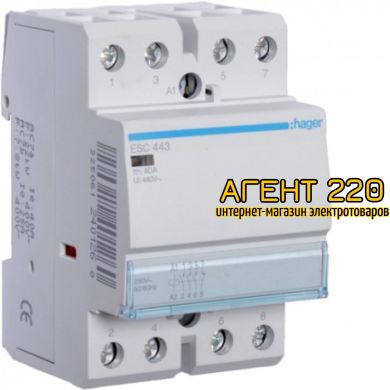 Контактор модульный ESC443, 40A, 3НО+1НЗ, 230В, Hager