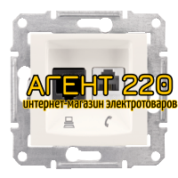 Розетка телефон+компьютер кат.6 UTP сл.кость Sedna