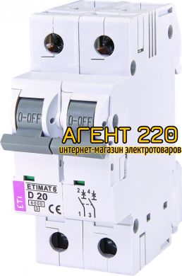 автомат ETIMAT 6 2p D 20A (6kA), ETI