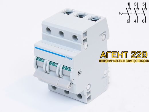 Выключатель нагрузки SBN340, 3п. 40А/400В, Hager