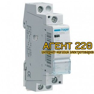 Контактор безшумный ESC125S, 25A, 1НО, 230В, Hager