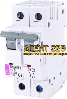 автомат ETIMAT 6 2p В 6А (6 kA), ETI