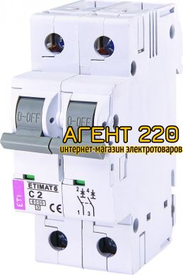 автомат ETIMAT 6 2p C 2A (6kA), ETI