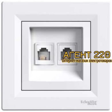 Розетка телефонная 2xRJ11 белая Asfora