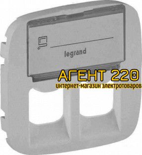 Накладка розетки RJ11+RJ45 подпись алюминий Legrand Valena ALLURE