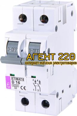 автомат ETIMAT 6 2p D 16A (6kA), ETI