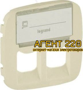 Накладка розетки RJ11+RJ45 подпись слоновая кость Legrand Valena ALLURE