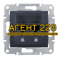 Розетка компьютерная двойная кат.6 STP графит Sedna
