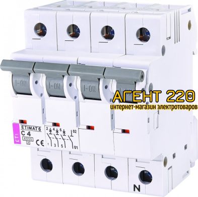 автомат ETIMAT 6 3p+N C 4A (6kA), ETI