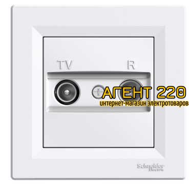 Розетка TV-R белая проходная 4dB Asfora