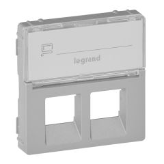 Накладка розетки RJ11+RJ45 подпись алюминий Legrand Valena LIFE