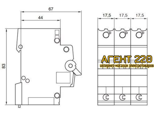 Автоматичеcкий выключатель MC306A 3p 6А hager