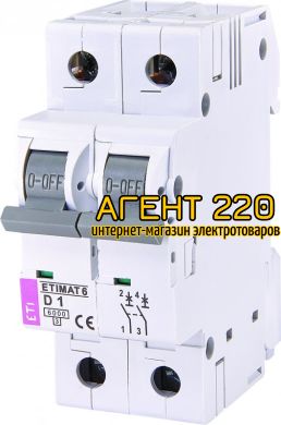 автомат ETIMAT 6 2p D 1A (6kA), ETI